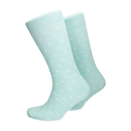 Aqua Blue & White Classic Polka Dot Cotton Socks