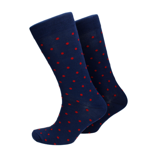 Dark Navy & Red Classic Polka Dot Cotton Socks