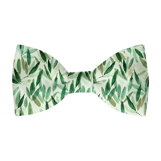 Green Watercolour Leaves Bow Tie