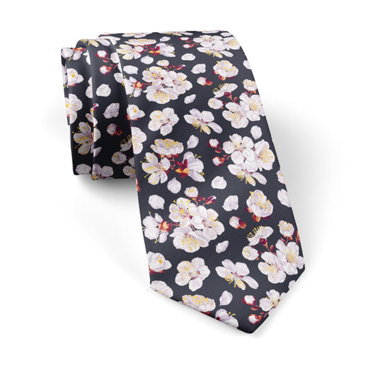 Black Small Cherry Blossom Tie