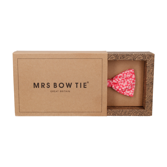 Coral Pink Floral Glenjade Liberty Cotton Bow Tie - Bow Tie with Free UK Delivery - Mrs Bow Tie