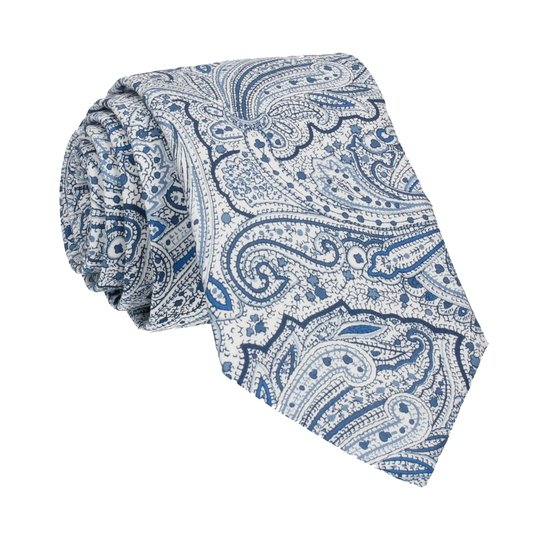 Blue & White Paisley Leibnitz Liberty Tie - Tie with Free UK Delivery - Mrs Bow Tie