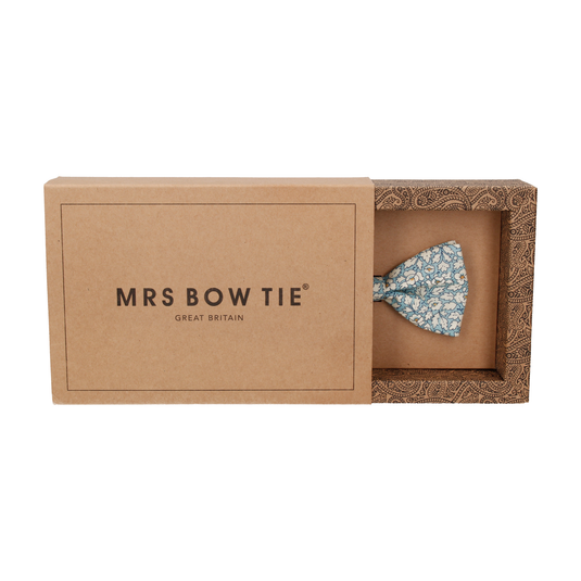 Blue Floral Feather Fields Liberty Cotton Bow Tie - Bow Tie with Free UK Delivery - Mrs Bow Tie