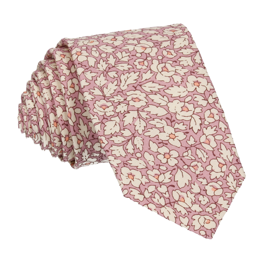 Pink Floral Feather Fields Liberty Cotton Tie - Tie with Free UK Delivery - Mrs Bow Tie