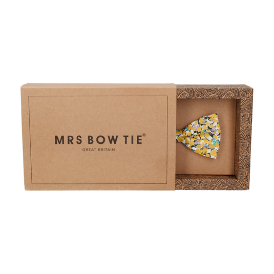 Yellow Floral Hedgerow Cotton Liberty Bow Tie - Bow Tie with Free UK Delivery - Mrs Bow Tie