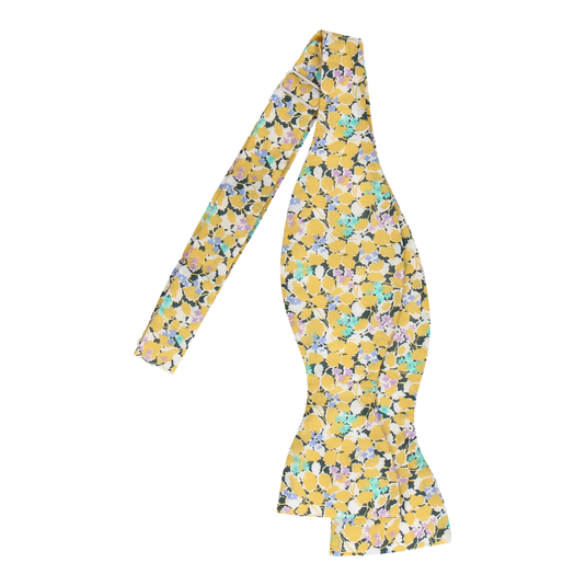 Yellow Floral Hedgerow Cotton Liberty Bow Tie - Bow Tie with Free UK Delivery - Mrs Bow Tie