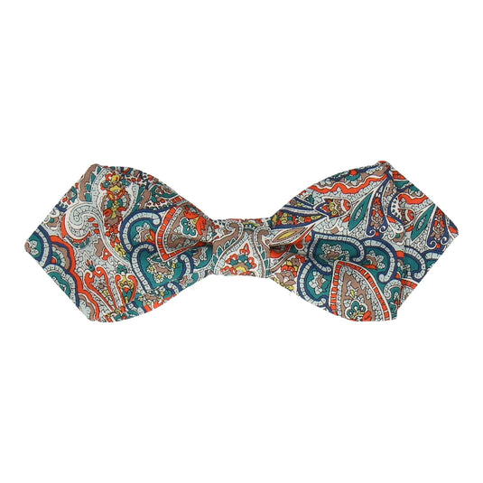 Teal & Orange Paisley Tessa Liberty Cotton Bow Tie - Bow Tie with Free UK Delivery - Mrs Bow Tie