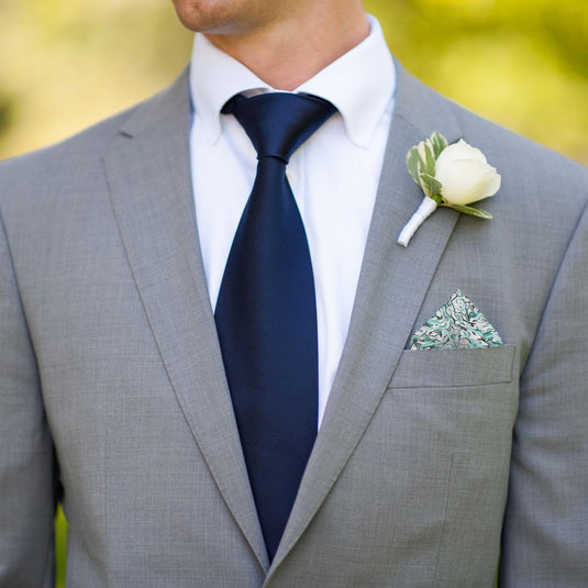 Grey & Cyan Liberty Cotton Pocket Square - Pocket Square with Free UK Delivery - Mrs Bow Tie