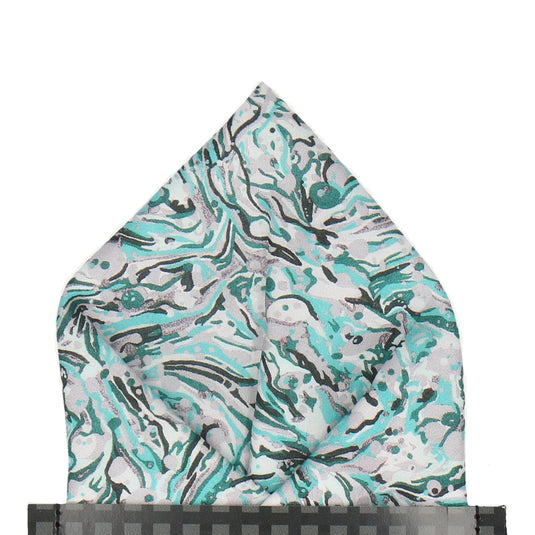 Grey & Cyan Liberty Cotton Pocket Square - Pocket Square with Free UK Delivery - Mrs Bow Tie