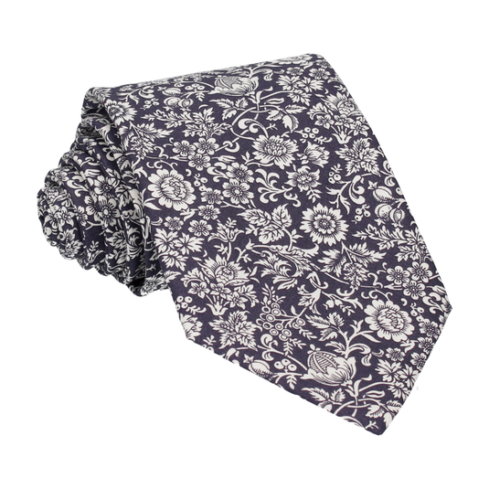 Midnight Purple Kelmscott Liberty Cotton Tie - Tie with Free UK Delivery - Mrs Bow Tie