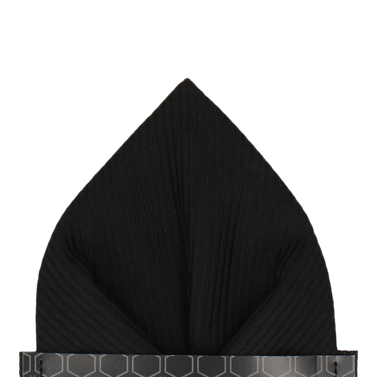 Black Ribbed Texture Pocket Square - Pocket Square with Free UK Delivery - Mrs Bow Tie