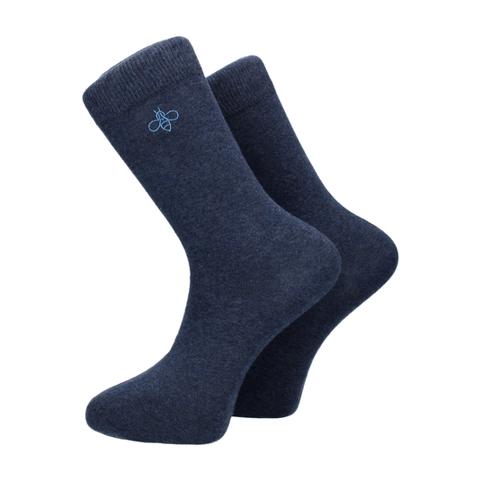 Navy Blue Marl Cotton Socks - Socks with Free UK Delivery - Mrs Bow Tie