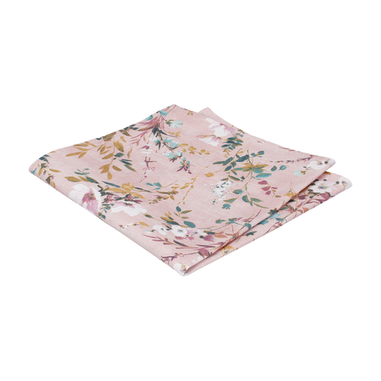 Dusty Pink Watercolour Asian Floral Pocket Square - Pocket Square with Free UK Delivery - Mrs Bow Tie
