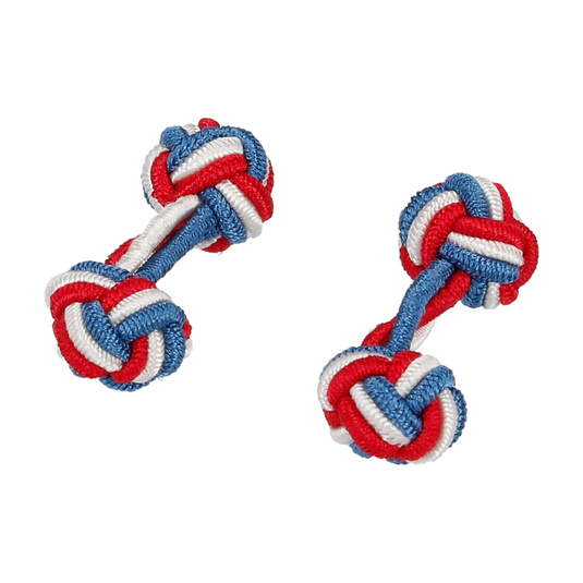 Red, White & Blue Elastic Cufflinks - Cufflinks with Free UK Delivery - Mrs Bow Tie