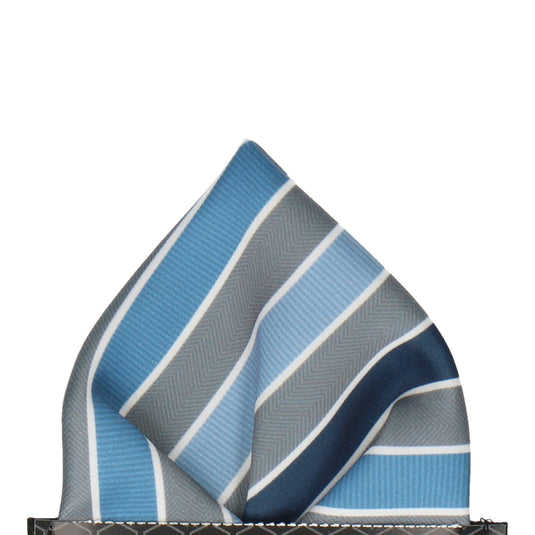 Grey and Blue Ombre Business Stripe Pocket Square - Pocket Square with Free UK Delivery - Mrs Bow Tie