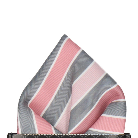 Grey and Pink Ombre Business Stripe Pocket Square - Pocket Square with Free UK Delivery - Mrs Bow Tie