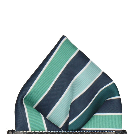 Navy and Green Ombre Business Stripe Pocket Square - Pocket Square with Free UK Delivery - Mrs Bow Tie