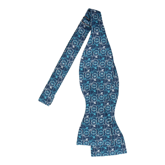 Blue & White Bicycle Print Bow Tie - Bow Tie with Free UK Delivery - Mrs Bow Tie