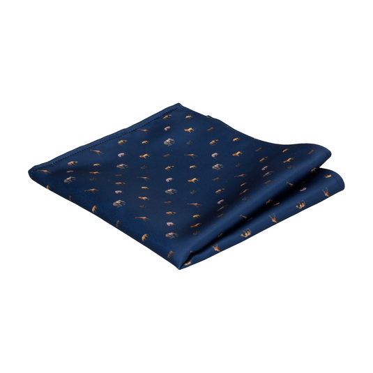 Navy Blue African Safari Animals Pocket Square - Pocket Square with Free UK Delivery - Mrs Bow Tie