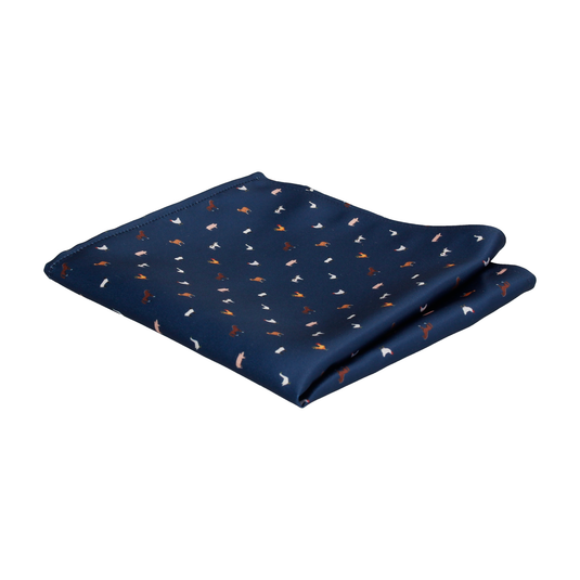 Navy Blue Farm Animals Pocket Square - Pocket Square with Free UK Delivery - Mrs Bow Tie