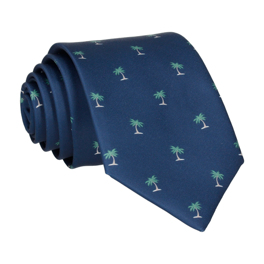 Palm Trees Navy Blue Tie - Tie with Free UK Delivery - Mrs Bow Tie