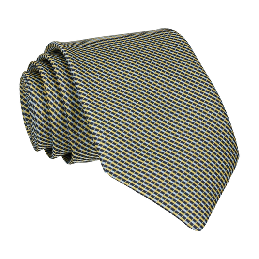 Blue & Yellow Mini Weave Tie - Tie with Free UK Delivery - Mrs Bow Tie