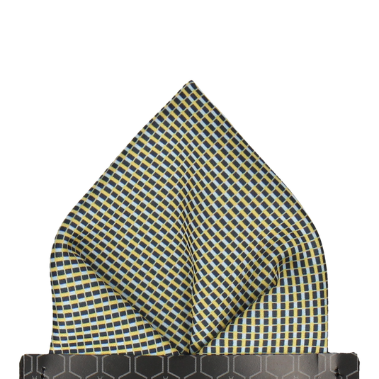 Blue & Yellow Mini Weave Pocket Square - Pocket Square with Free UK Delivery - Mrs Bow Tie