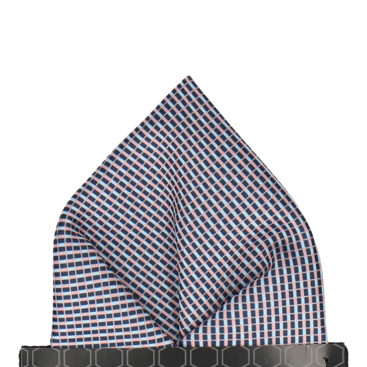 Blue & Pink Mini Weave Pocket Square - Pocket Square with Free UK Delivery - Mrs Bow Tie