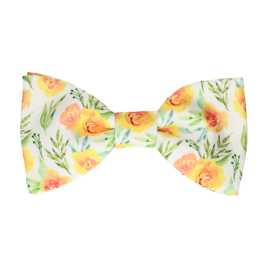 Yellow & Orange Watercolour Floral Rose Bow Tie - Bow Tie with Free UK Delivery - Mrs Bow Tie