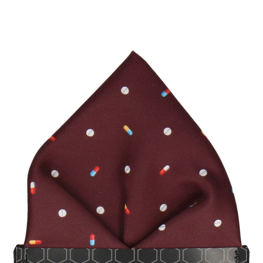 Medication Burgundy Red Pocket Square - Pocket Square with Free UK Delivery - Mrs Bow Tie
