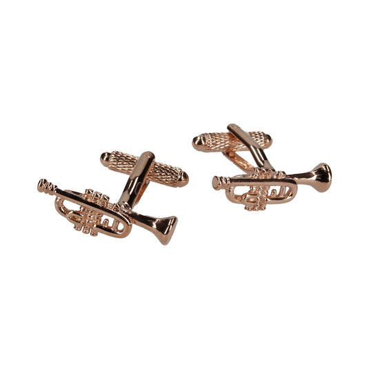 Rose Gold Trumpet Cufflinks - Cufflinks with Free UK Delivery - Mrs Bow Tie