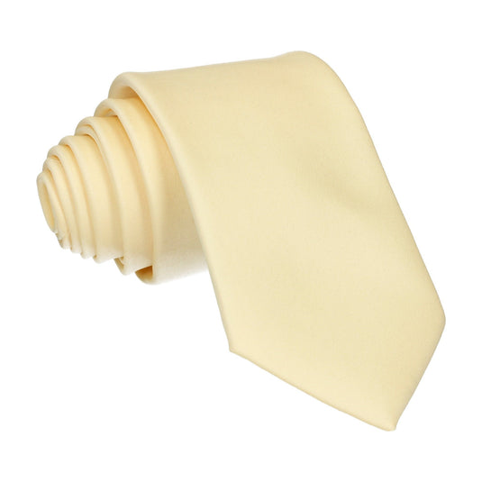 Solid Plain Pastel Yellow Satin Tie - Tie with Free UK Delivery - Mrs Bow Tie