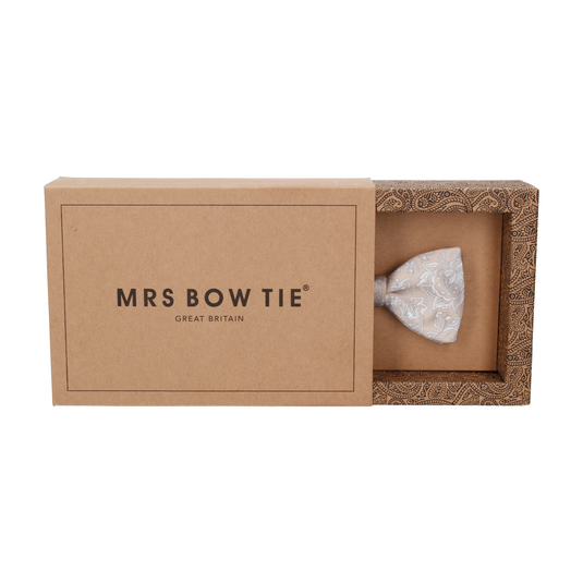 Champagne Vintage Floral Bow Tie - Bow Tie with Free UK Delivery - Mrs Bow Tie