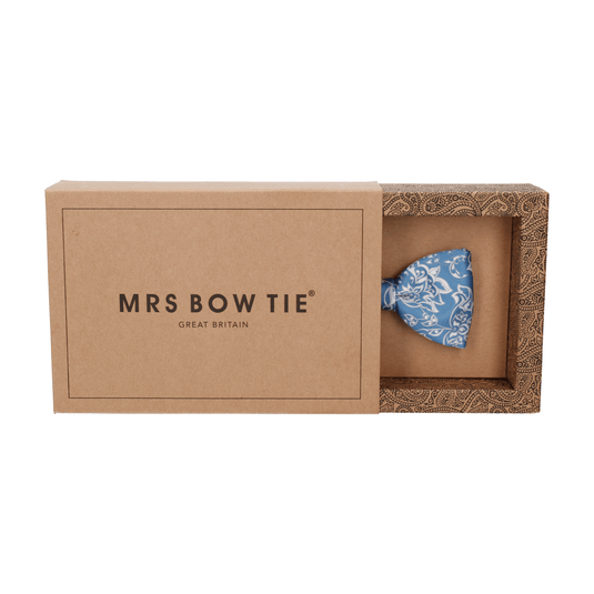 Airforce Blue Vintage Floral Bow Tie - Bow Tie with Free UK Delivery - Mrs Bow Tie