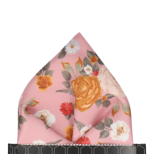 Floral Dusky Pink Pocket Square - Pocket Square with Free UK Delivery - Mrs Bow Tie