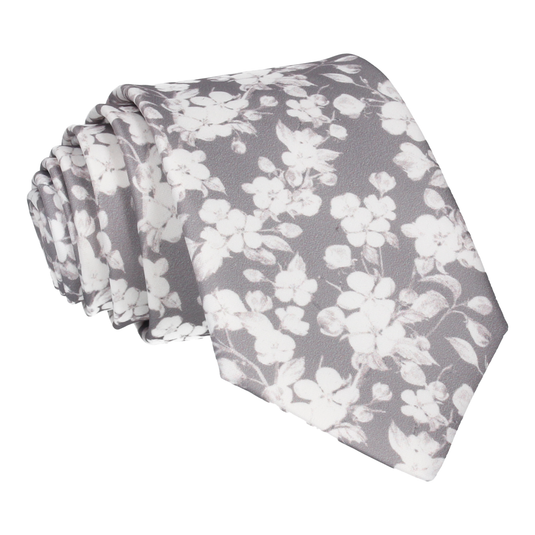 Pale Grey Cherry Blossom Bloom Tie - Tie with Free UK Delivery - Mrs Bow Tie