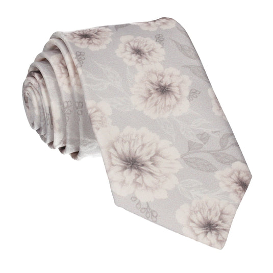 Platinum Grey Wedding Floral Tie - Tie with Free UK Delivery - Mrs Bow Tie