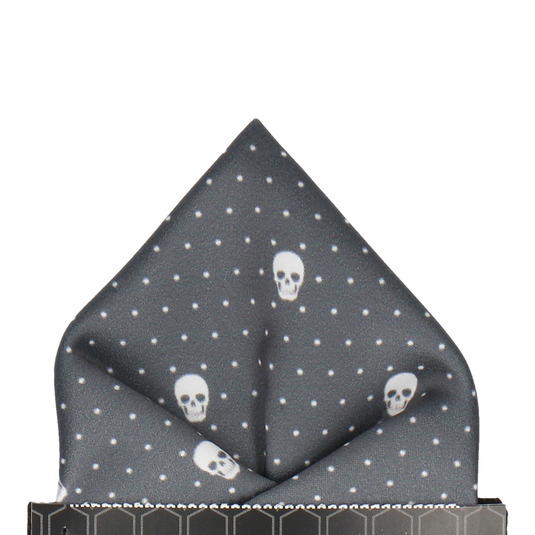 Skull Pin Dots Dark Grey Pocket Square - Pocket Square with Free UK Delivery - Mrs Bow Tie