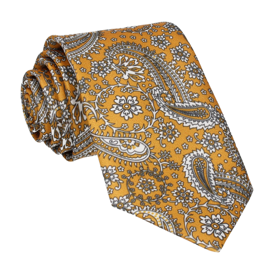 Saffron Gold Floral Paisley Tie - Tie with Free UK Delivery - Mrs Bow Tie