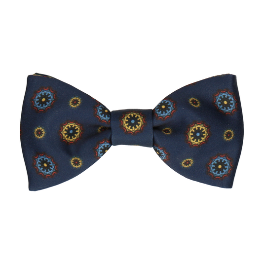 Navy Blue Classic Medallion Bow Tie - Bow Tie with Free UK Delivery - Mrs Bow Tie