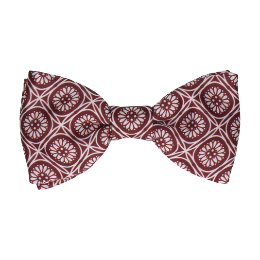 Red & Silver Geo Floral Pattern Bow Tie - Bow Tie with Free UK Delivery - Mrs Bow Tie