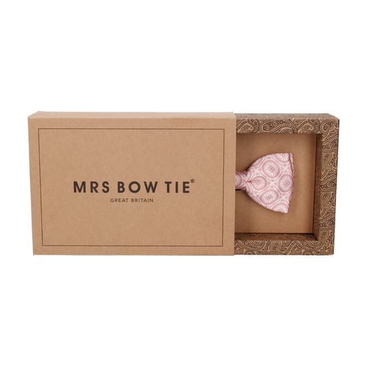 Pink & White Geo Floral Pattern Bow Tie - Bow Tie with Free UK Delivery - Mrs Bow Tie