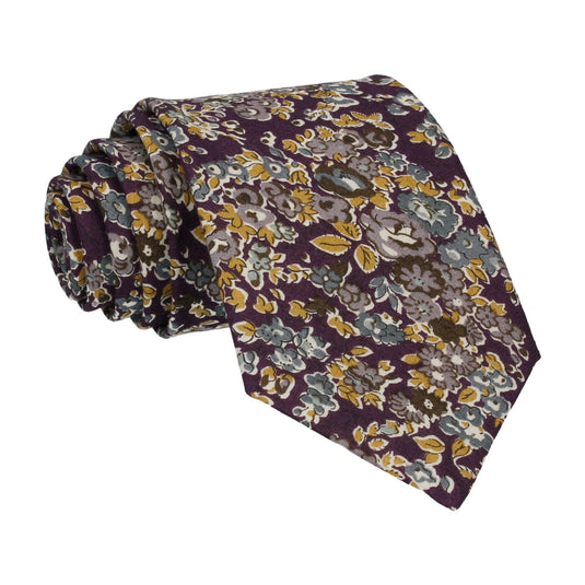 Purple Autumnal Floral Tie - Tie with Free UK Delivery - Mrs Bow Tie
