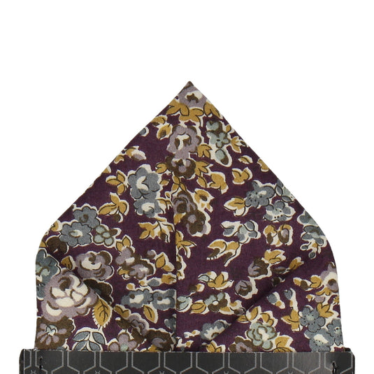 Purple Autumnal Floral Pocket Square - Pocket Square with Free UK Delivery - Mrs Bow Tie