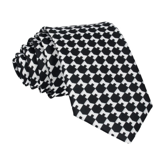 Dreidel Check Black & White Tie - Tie with Free UK Delivery - Mrs Bow Tie