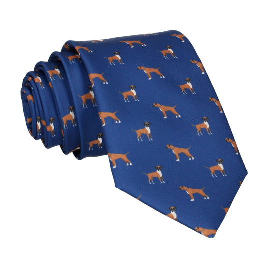 Blue Boxer Print Tie - Tie with Free UK Delivery - Mrs Bow Tie