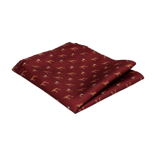 Boxer Dog Print Maroon Red Pocket Square - Pocket Square with Free UK Delivery - Mrs Bow Tie