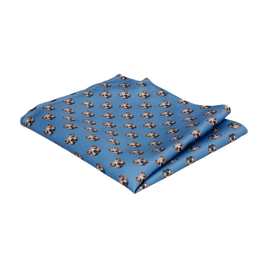 Blue Bulldog Face Pocket Square - Pocket Square with Free UK Delivery - Mrs Bow Tie