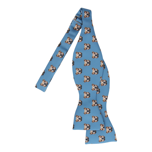 Blue Bulldog Face Bow Tie - Bow Tie with Free UK Delivery - Mrs Bow Tie