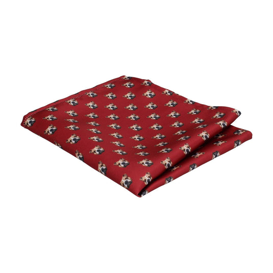 Bulldog Face Red Pocket Square - Pocket Square with Free UK Delivery - Mrs Bow Tie